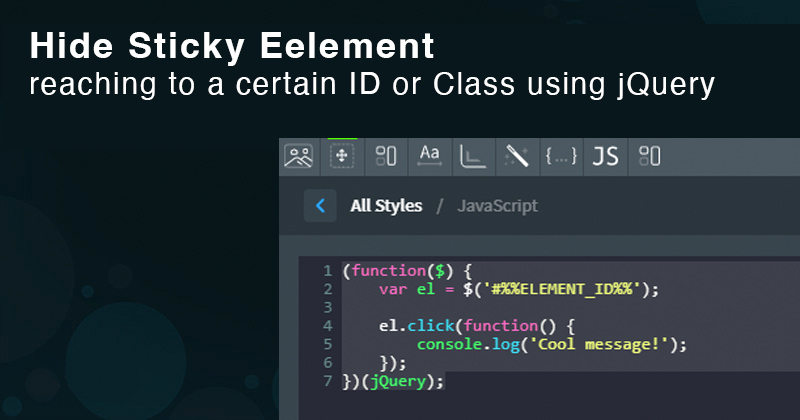 Hide sticky element or block reaching to a certain id or class jQuery