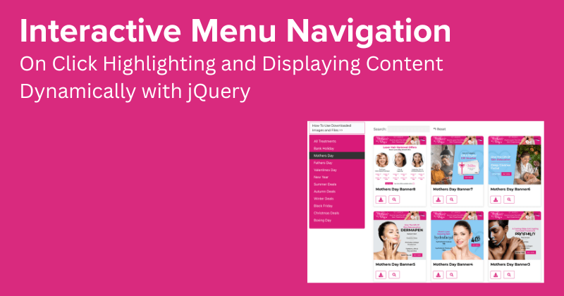 Interactive Menu Navigation: Highlighting and Displaying Content Dynamically jQuery